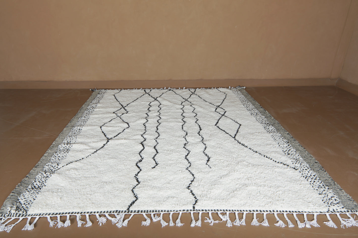 Moroccan Beni Ourain Rug –Timeless Ivory & Nomadic Lines - Custom Rug
