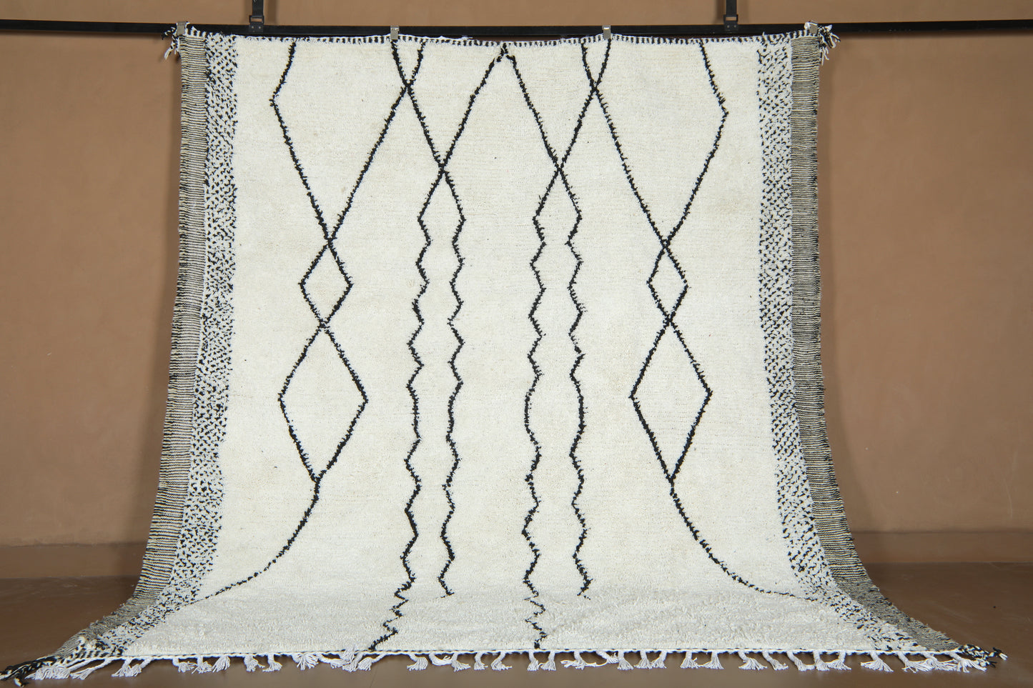 Moroccan Beni Ourain Rug –Timeless Ivory & Nomadic Lines - Custom Rug