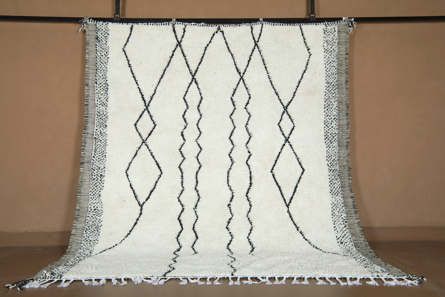 Moroccan Beni Ourain Rug –Timeless Ivory & Nomadic Lines - Custom Rug