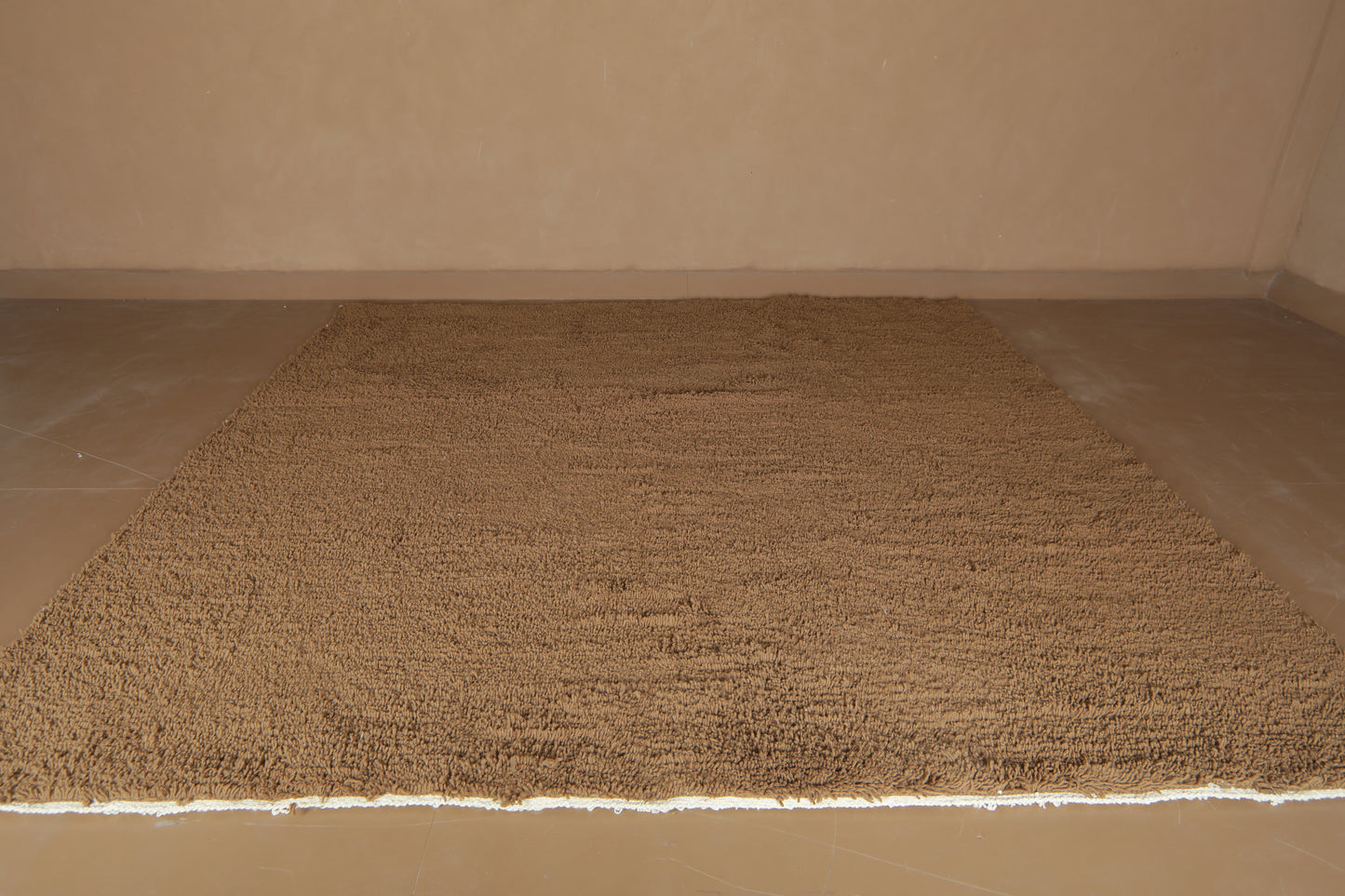 Custom Moroccan Rug - Minimalist Warm Brown Wool - Handmade Rug