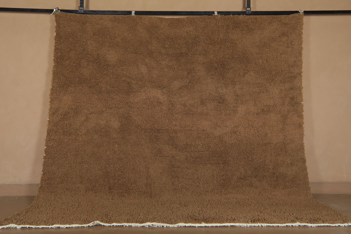 Custom Moroccan Rug - Minimalist Warm Brown Wool - Handmade Rug