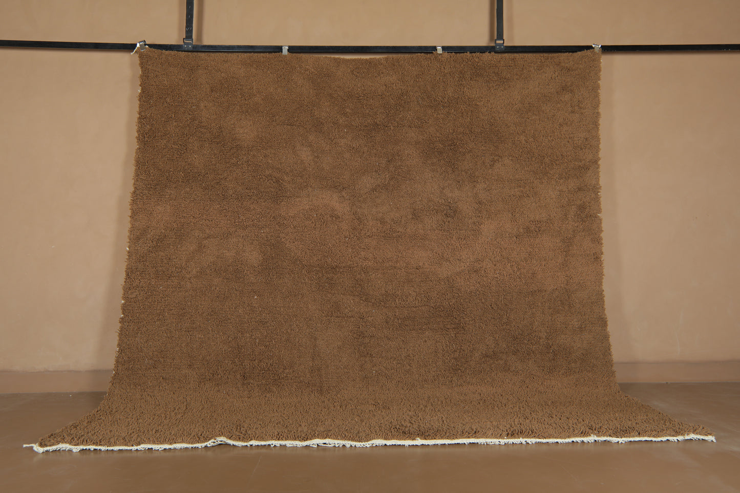 Custom Moroccan Rug - Minimalist Warm Brown Wool - Handmade Rug