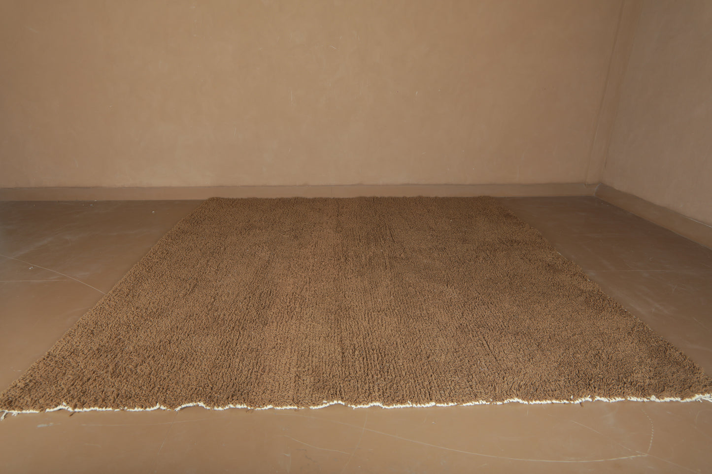 Custom Moroccan Rug - Minimalist Warm Brown Wool - Handmade Rug