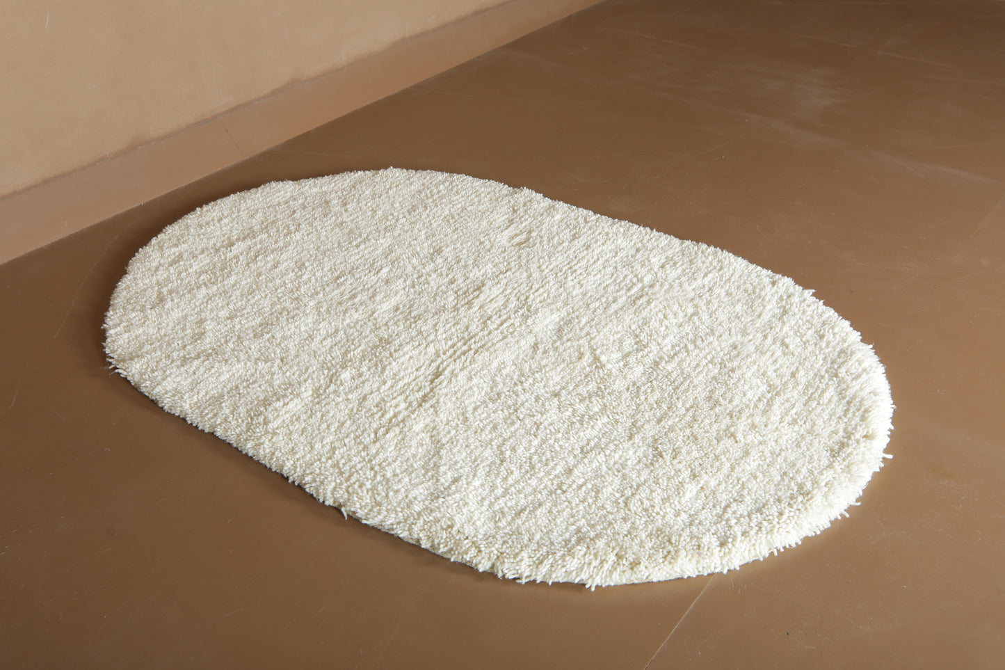 Custom Moroccan Rug - Minimalist Oval in Soft Natural Wool - Handmade Wool Rug