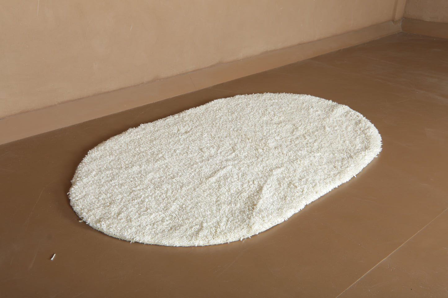 Custom Moroccan Rug - Minimalist Oval in Soft Natural Wool - Handmade Wool Rug
