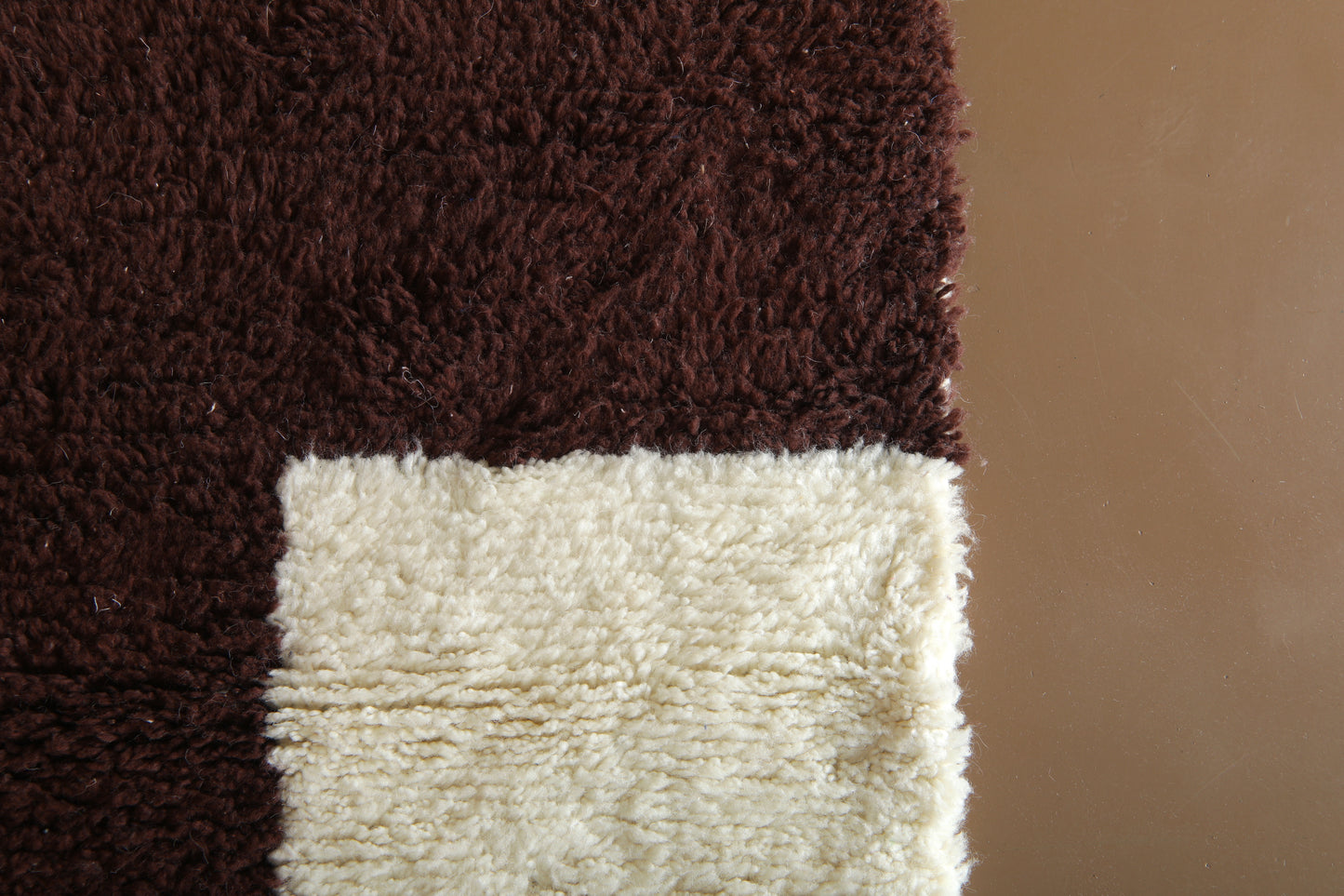 Moroccan Beni Ourain Rug - Ivory & Cocoa Modernist Blocks - Custom Wool Rug