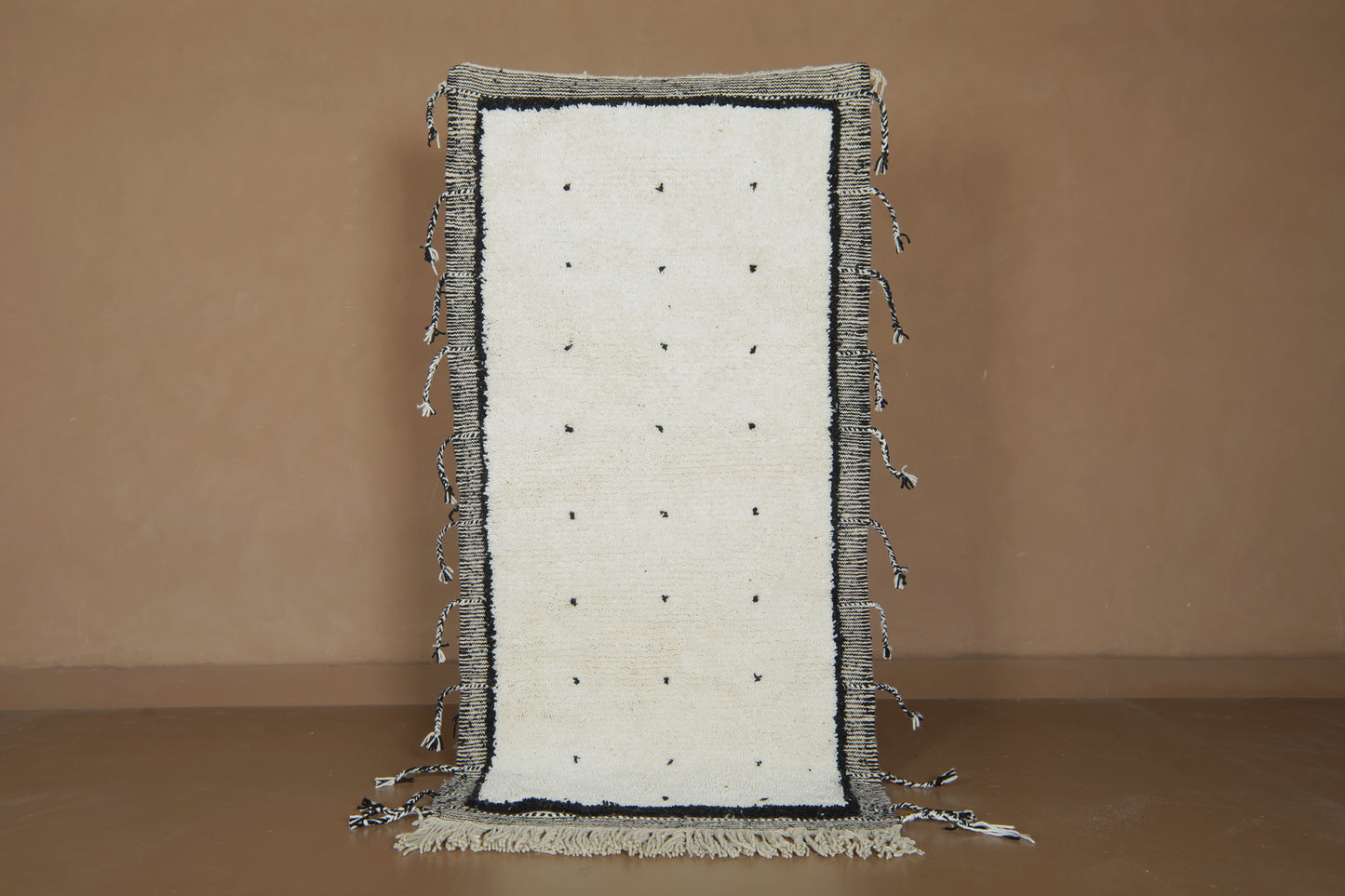 Handmade Moroccan Beni Ourain – Ivory Field & Nomad Dots - Custom Wool Rug