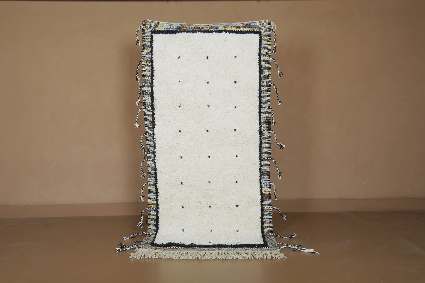 Handmade Moroccan Beni Ourain – Ivory Field & Nomad Dots - Custom Wool Rug