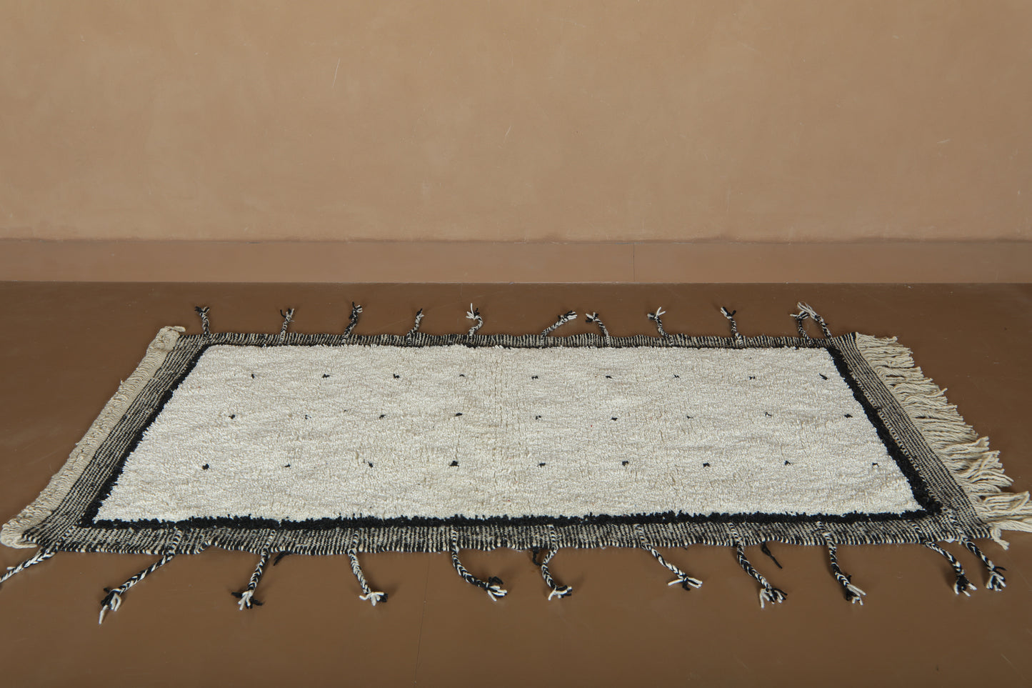 Handmade Moroccan Beni Ourain – Ivory Field & Nomad Dots - Custom Wool Rug
