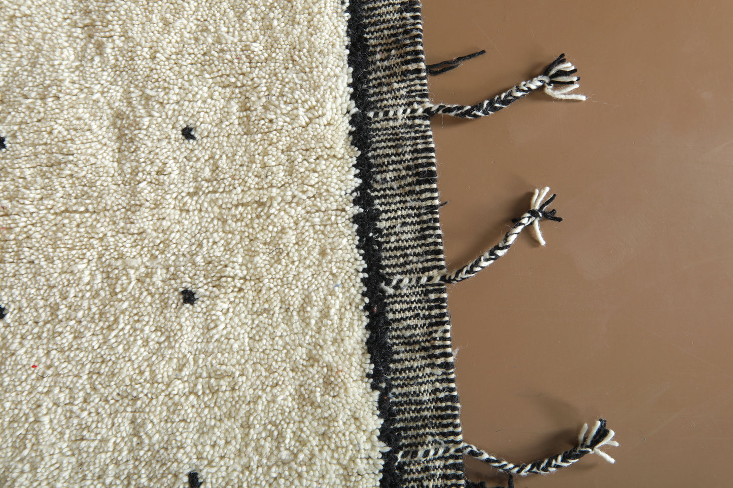 Handmade Moroccan Beni Ourain – Ivory Field & Nomad Dots - Custom Wool Rug