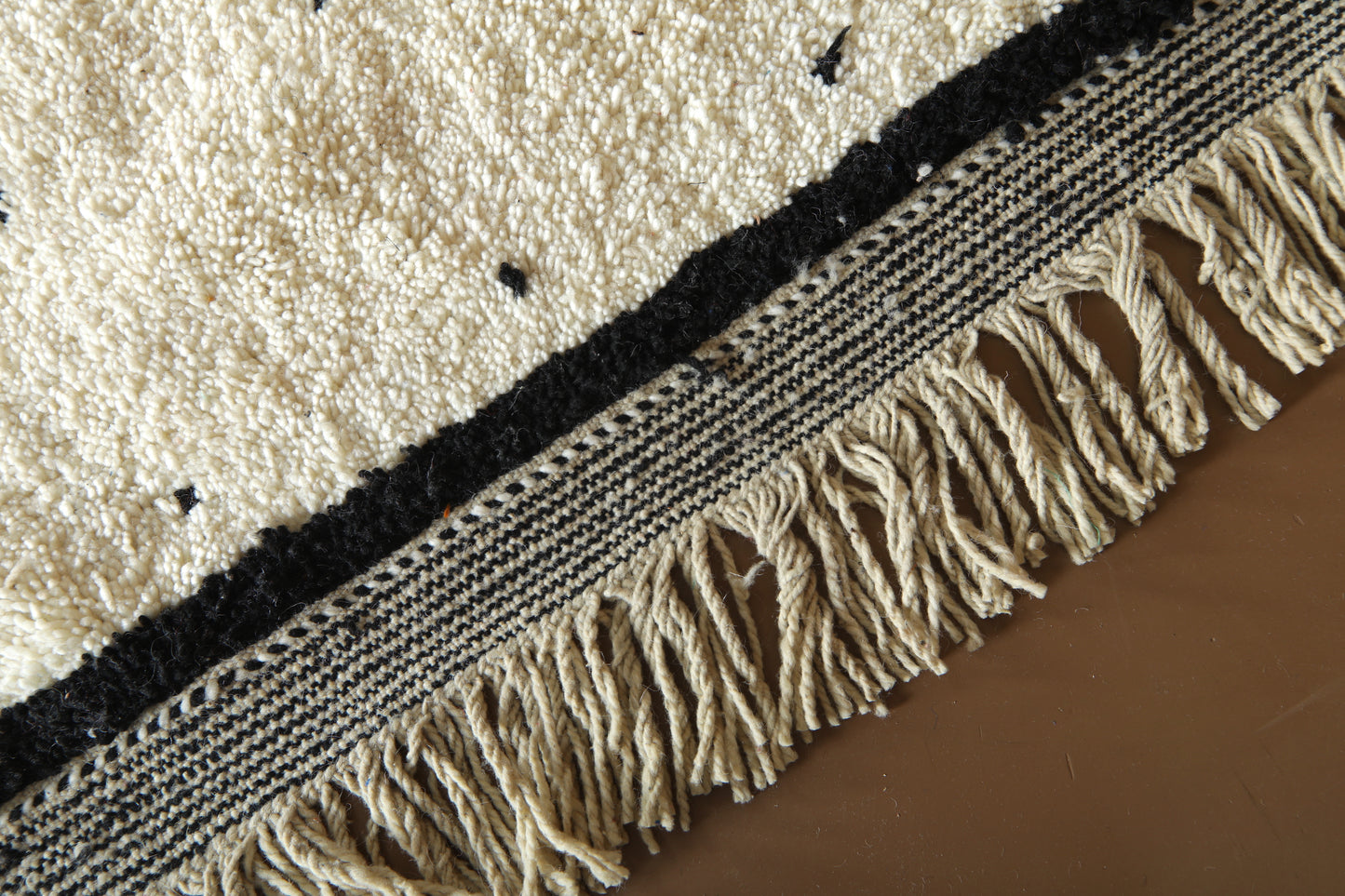 Handmade Moroccan Beni Ourain – Ivory Field & Nomad Dots - Custom Wool Rug