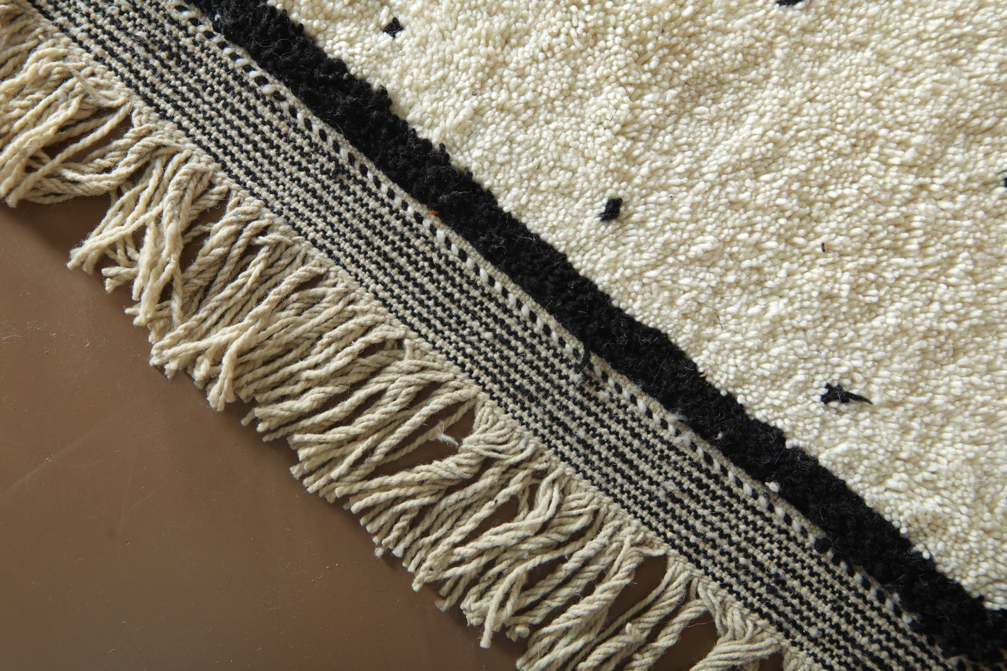Handmade Moroccan Beni Ourain – Ivory Field & Nomad Dots - Custom Wool Rug
