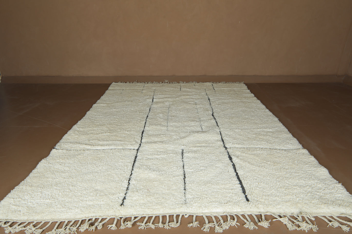 Moroccan Beni Ourain Rug - Modern Ivory & Abstract Nomad Lines - Beatiful Custom rug