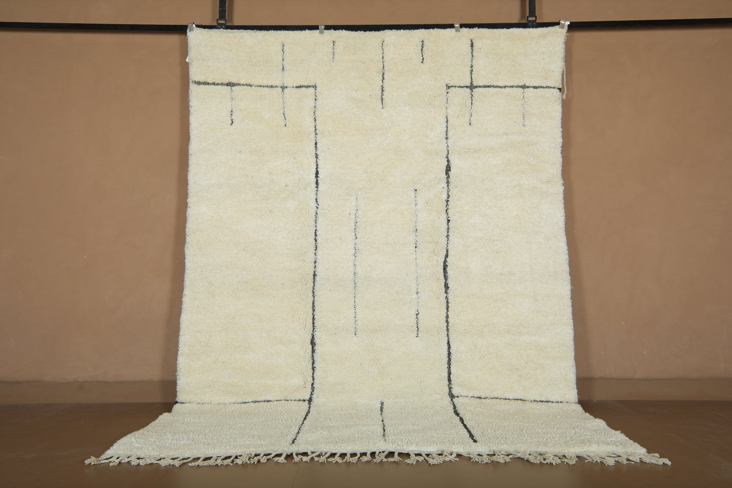 Moroccan Beni Ourain Rug - Modern Ivory & Abstract Nomad Lines - Beatiful Custom rug