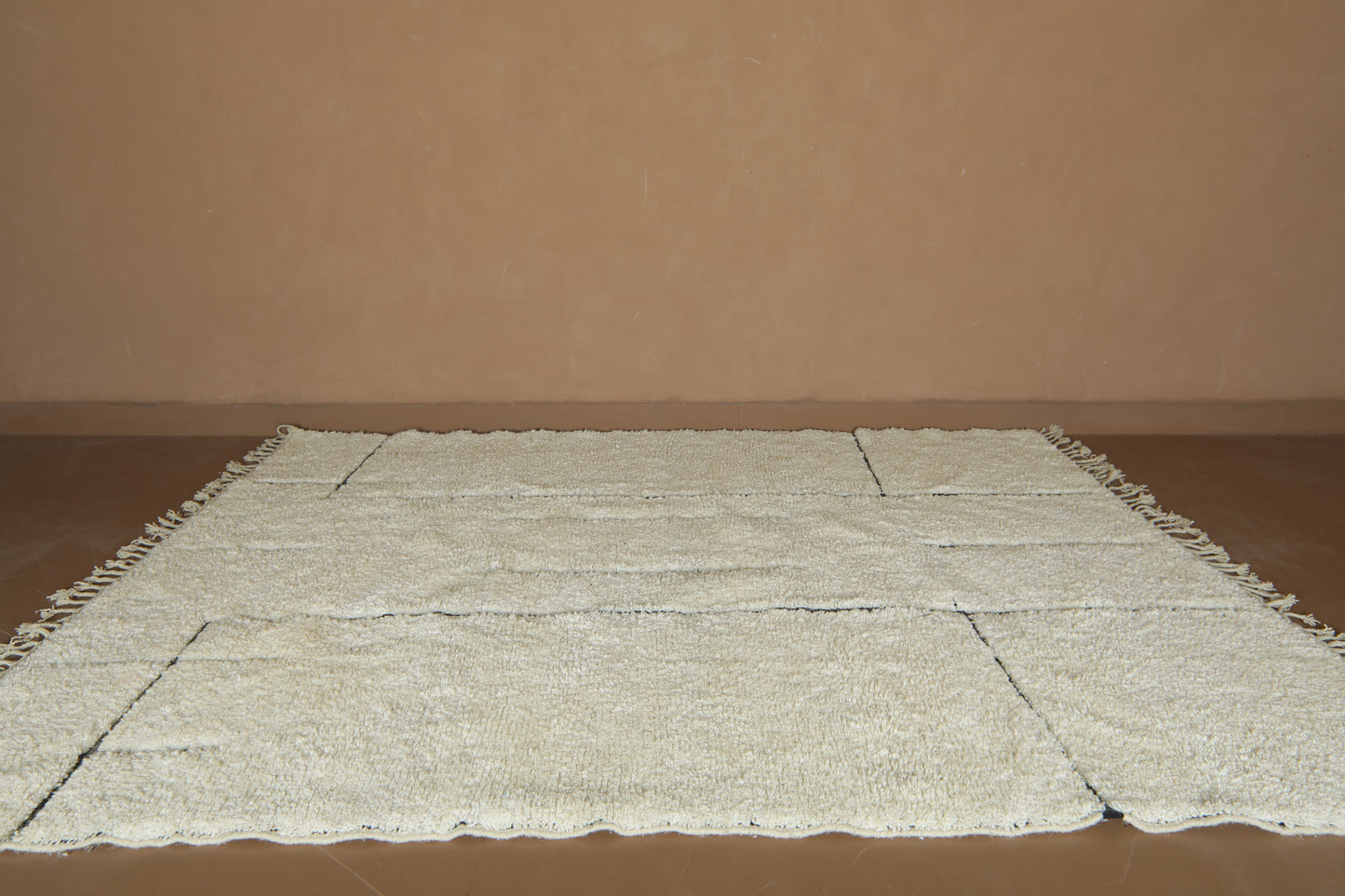 Moroccan Beni Ourain Rug - Modern Ivory & Abstract Nomad Lines - Beatiful Custom rug