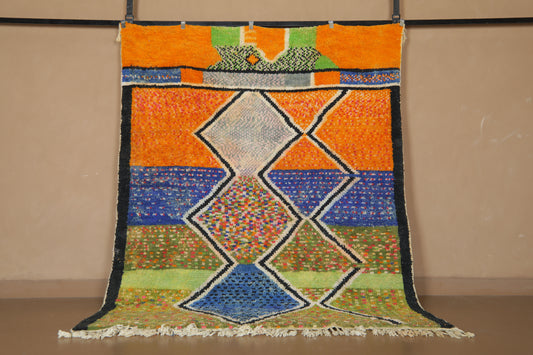 Handmade Moroccan Boujaad Rug – Vibrant Multicolor Geometric Wool Design