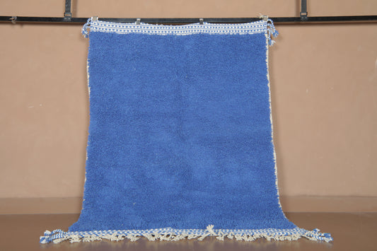 Handmade Moroccan Blue Wool Rug – Beni Ourain Carpet – Custom Modern Area Rug