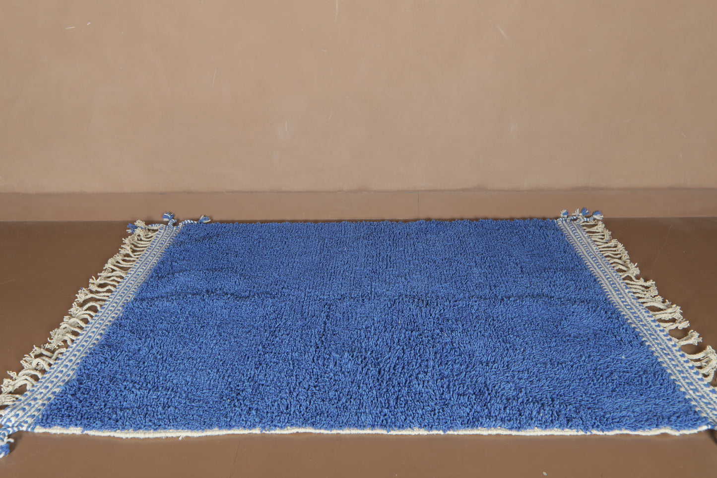 Handmade Moroccan Blue Wool Rug – Beni Ourain Carpet – Custom Modern Area Rug