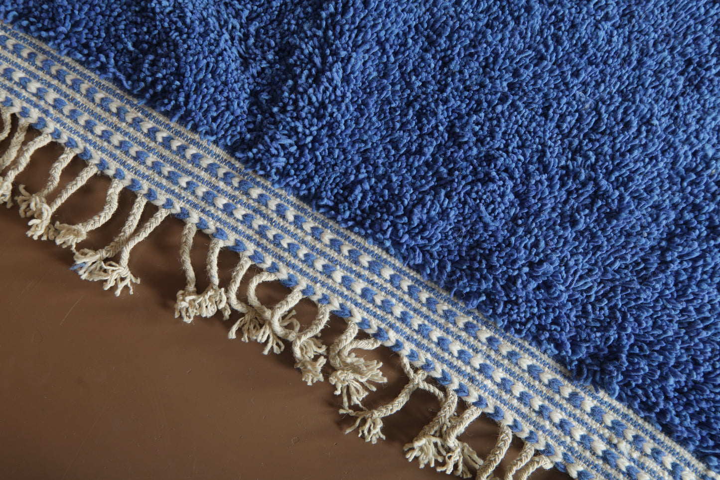 Handmade Moroccan Blue Wool Rug – Beni Ourain Carpet – Custom Modern Area Rug