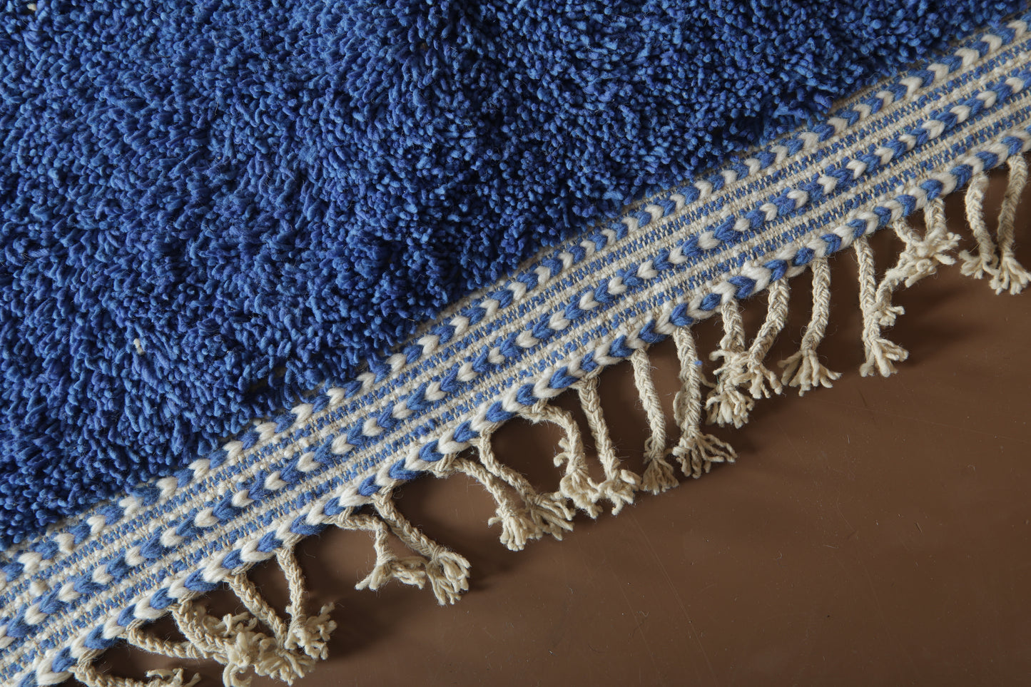Handmade Moroccan Blue Wool Rug – Beni Ourain Carpet – Custom Modern Area Rug