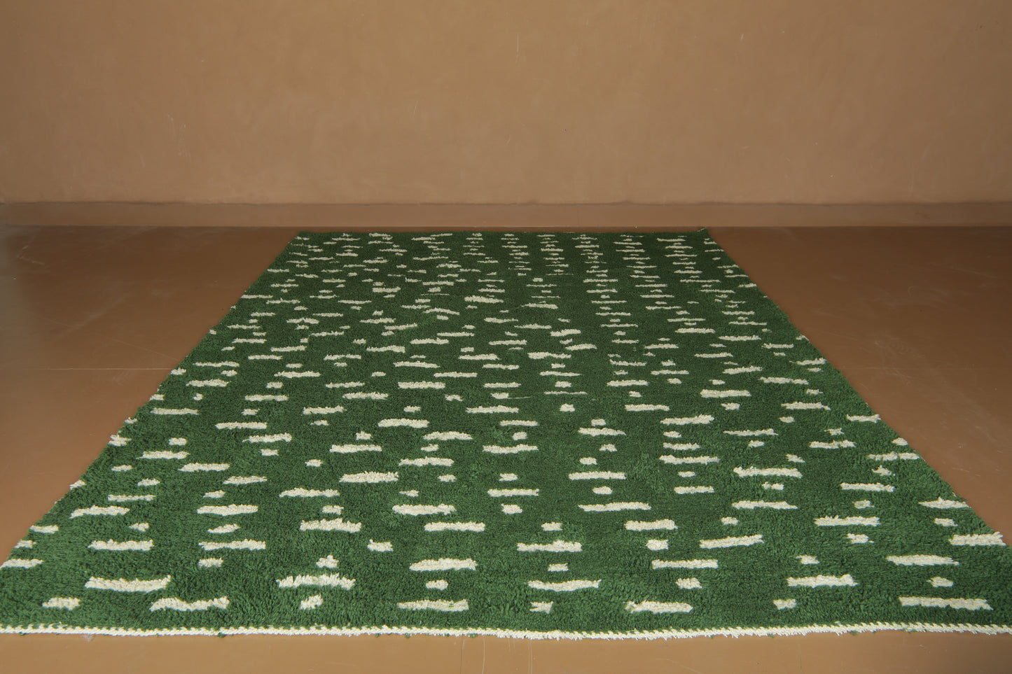Green Moroccan Rug – Handwoven Wool - Modern Custom Design