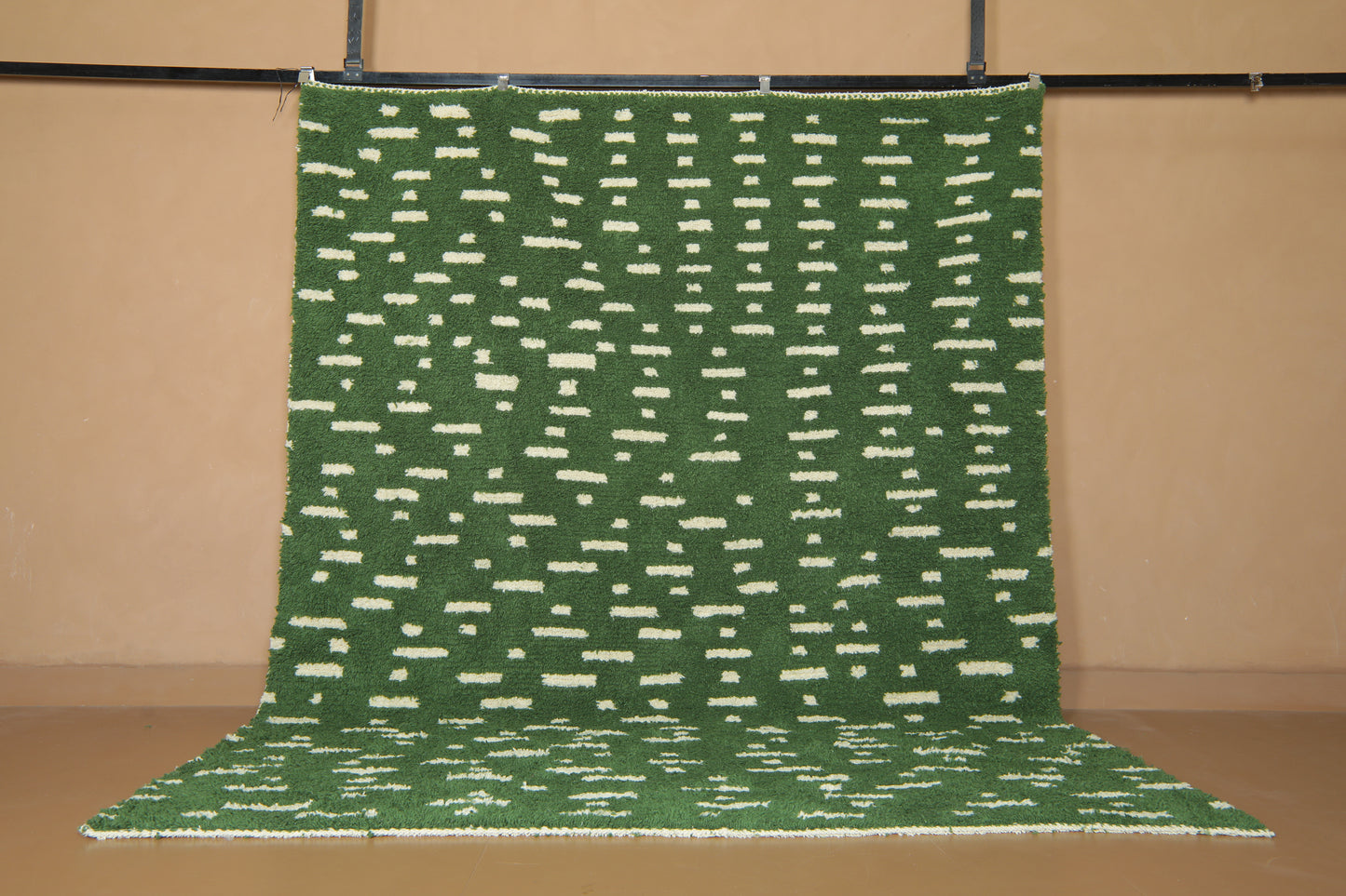 Green Moroccan Rug – Handwoven Wool - Modern Custom Design