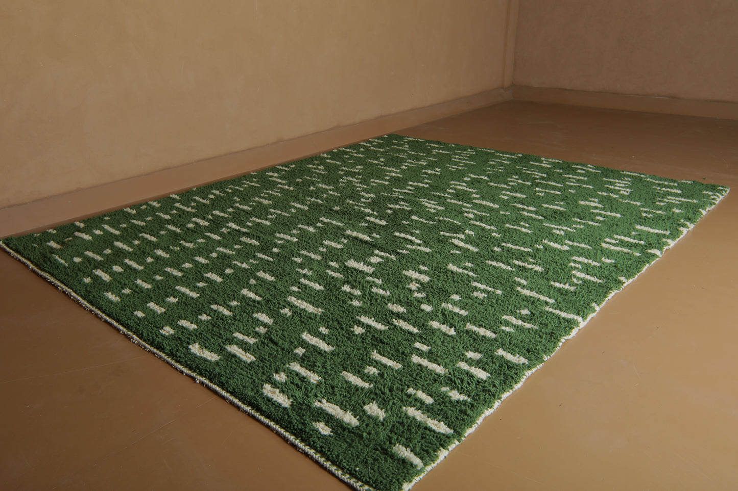 Green Moroccan Rug – Handwoven Wool - Modern Custom Design