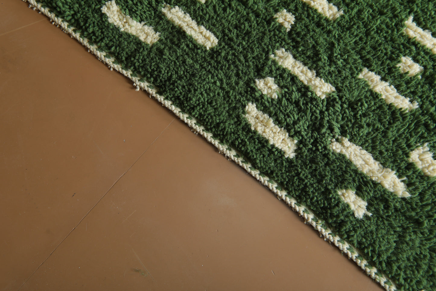 Green Moroccan Rug – Handwoven Wool - Modern Custom Design