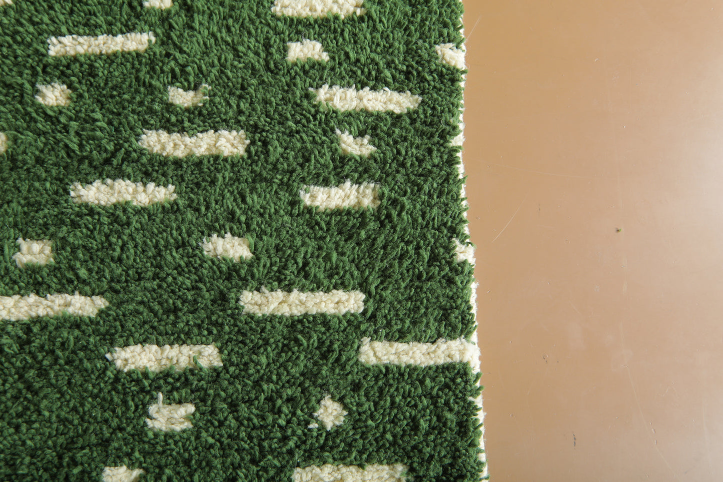Green Moroccan Rug – Handwoven Wool - Modern Custom Design