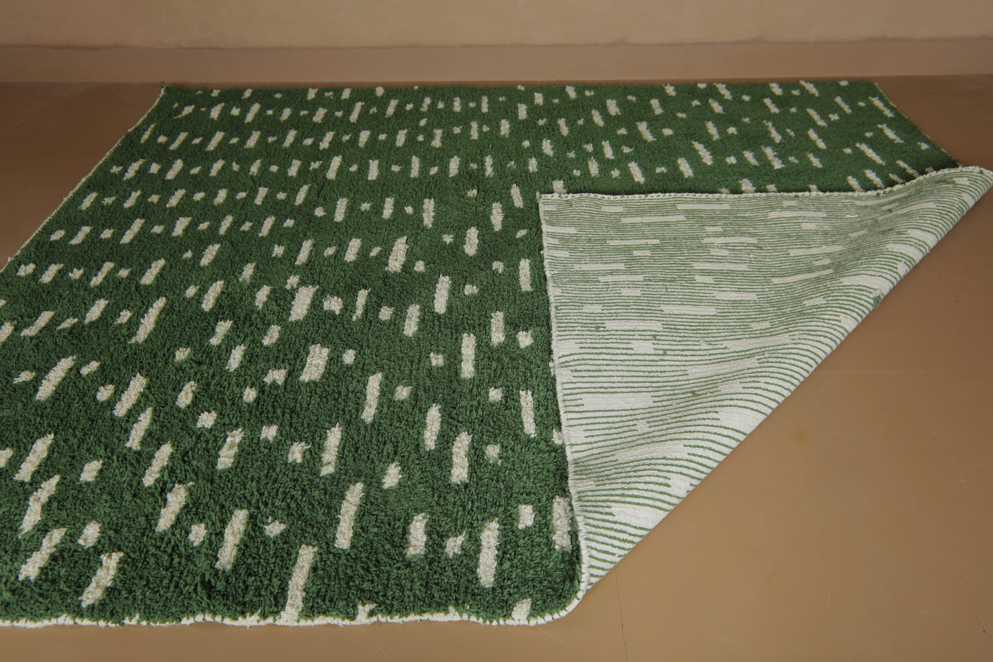 Green Moroccan Rug – Handwoven Wool - Modern Custom Design
