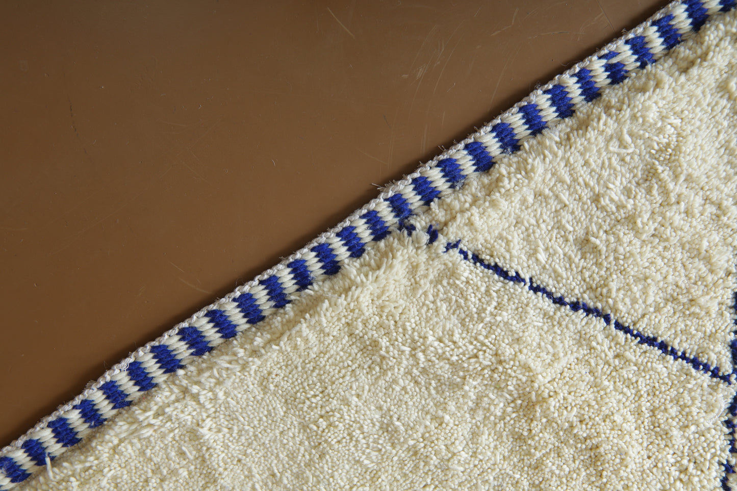 Minimalist Moroccan Rug - Blue Diamond Lattice – Custom Handwoven Wool