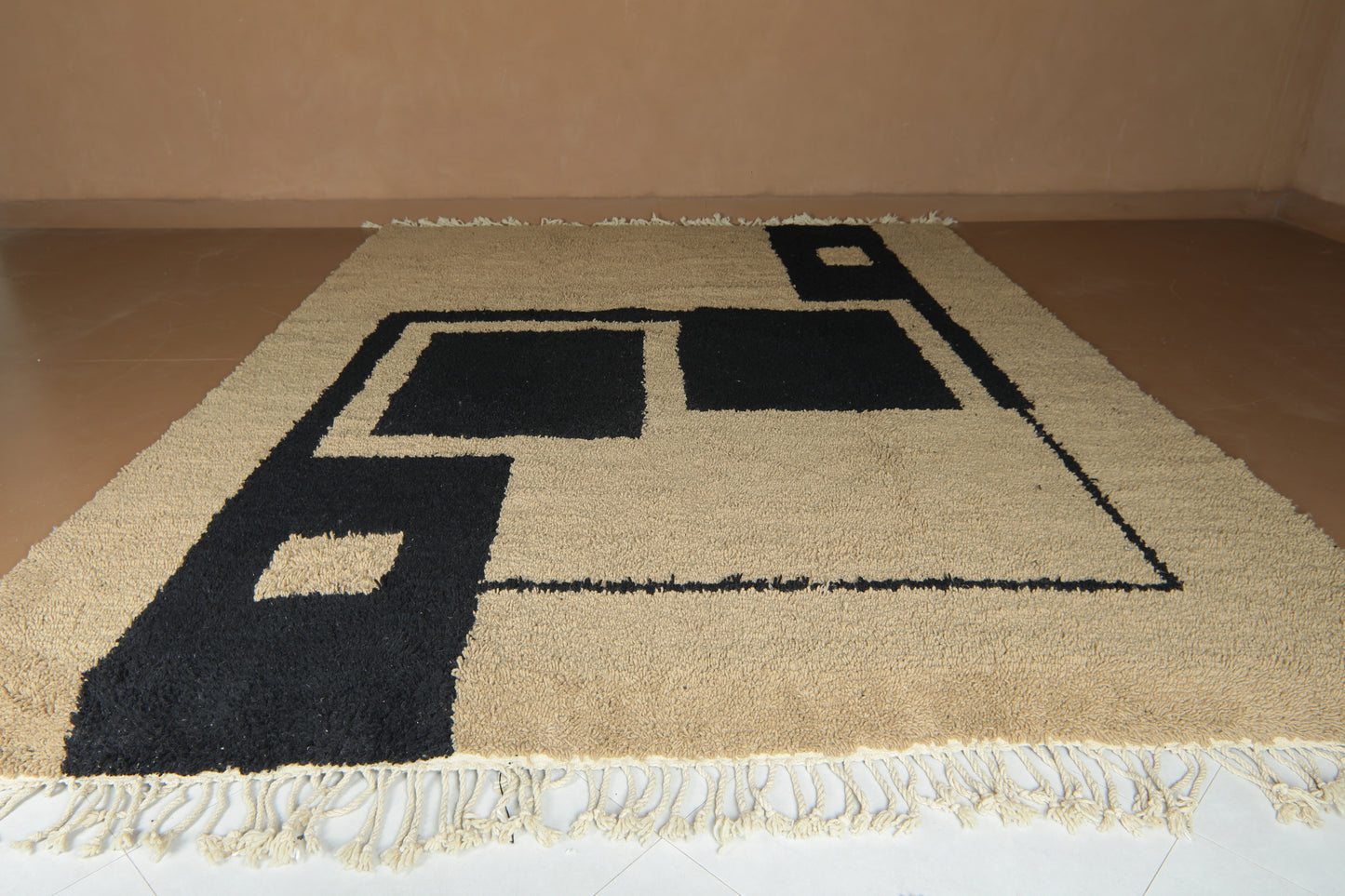 Modern Moroccan rug - Rug in Black & Clay - handmade Custom Rug