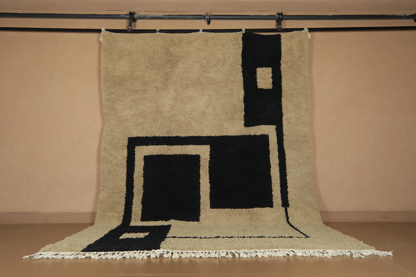 Modern Moroccan rug - Rug in Black & Clay - handmade Custom Rug