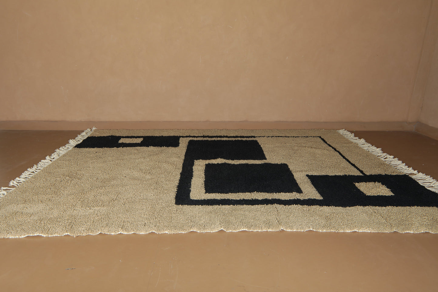 Modern Moroccan rug - Rug in Black & Clay - handmade Custom Rug
