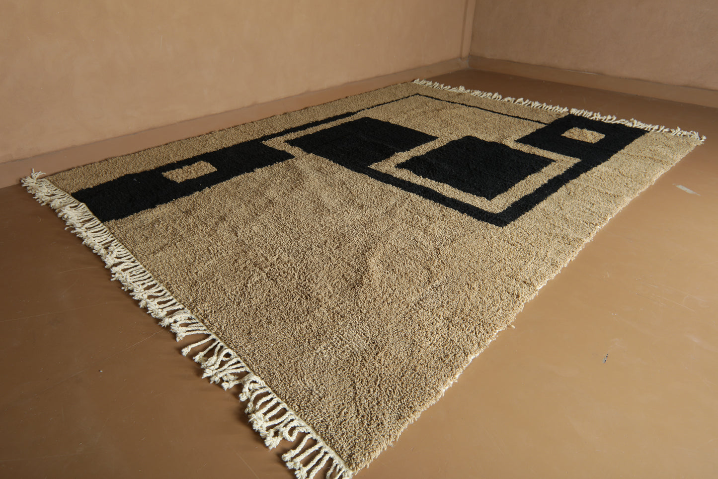 Modern Moroccan rug - Rug in Black & Clay - handmade Custom Rug
