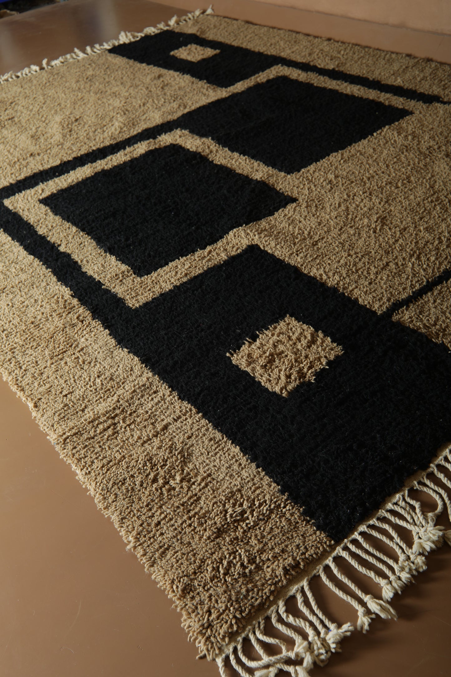 Modern Moroccan rug - Rug in Black & Clay - handmade Custom Rug