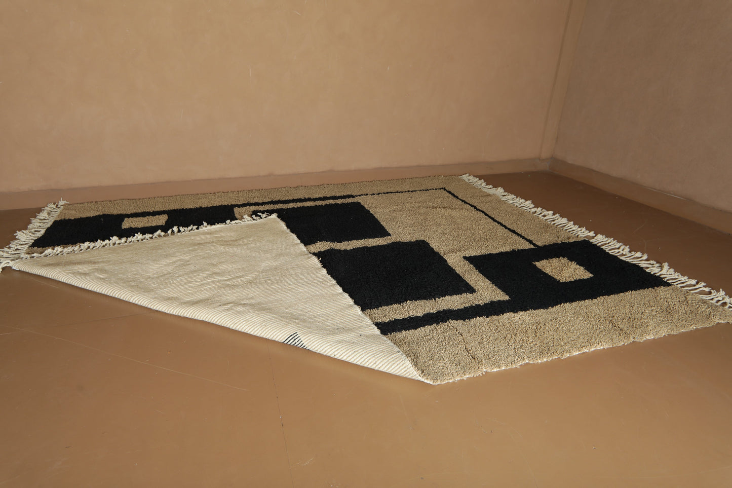 Modern Moroccan rug - Rug in Black & Clay - handmade Custom Rug