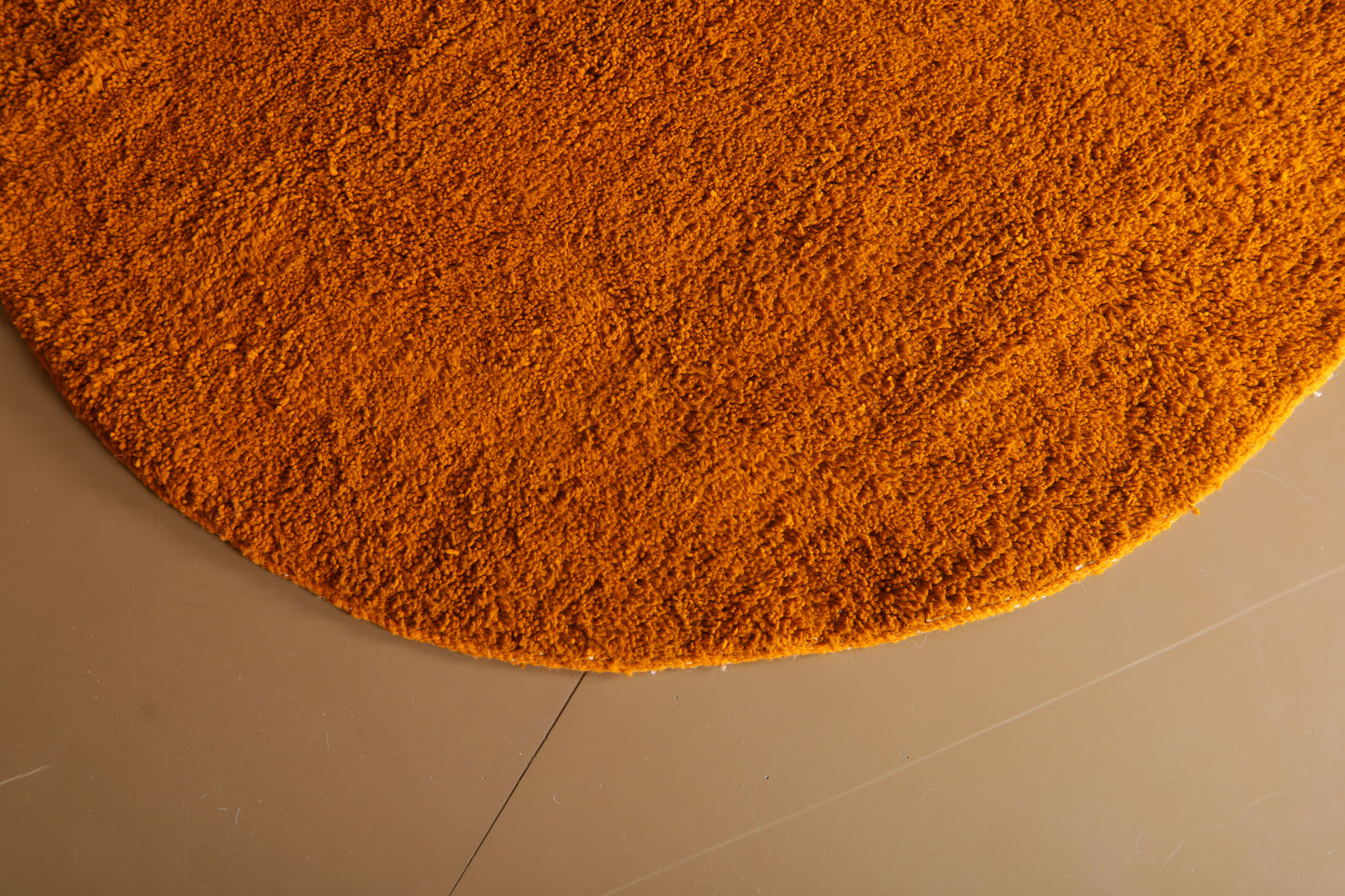 Custom Round Moroccan Rug – Minimalist Burnt Orange Wool