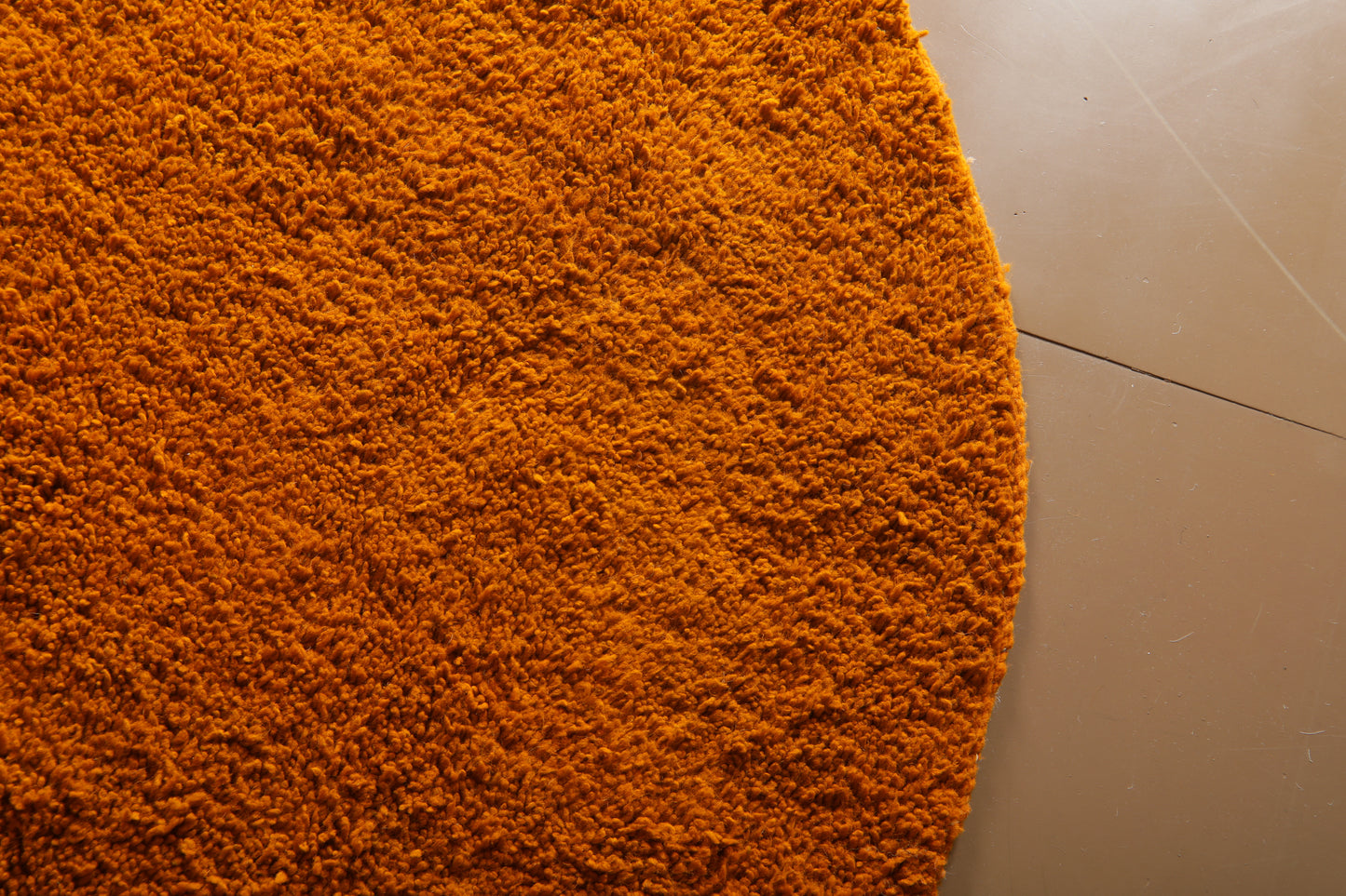 Custom Round Moroccan Rug – Minimalist Burnt Orange Wool