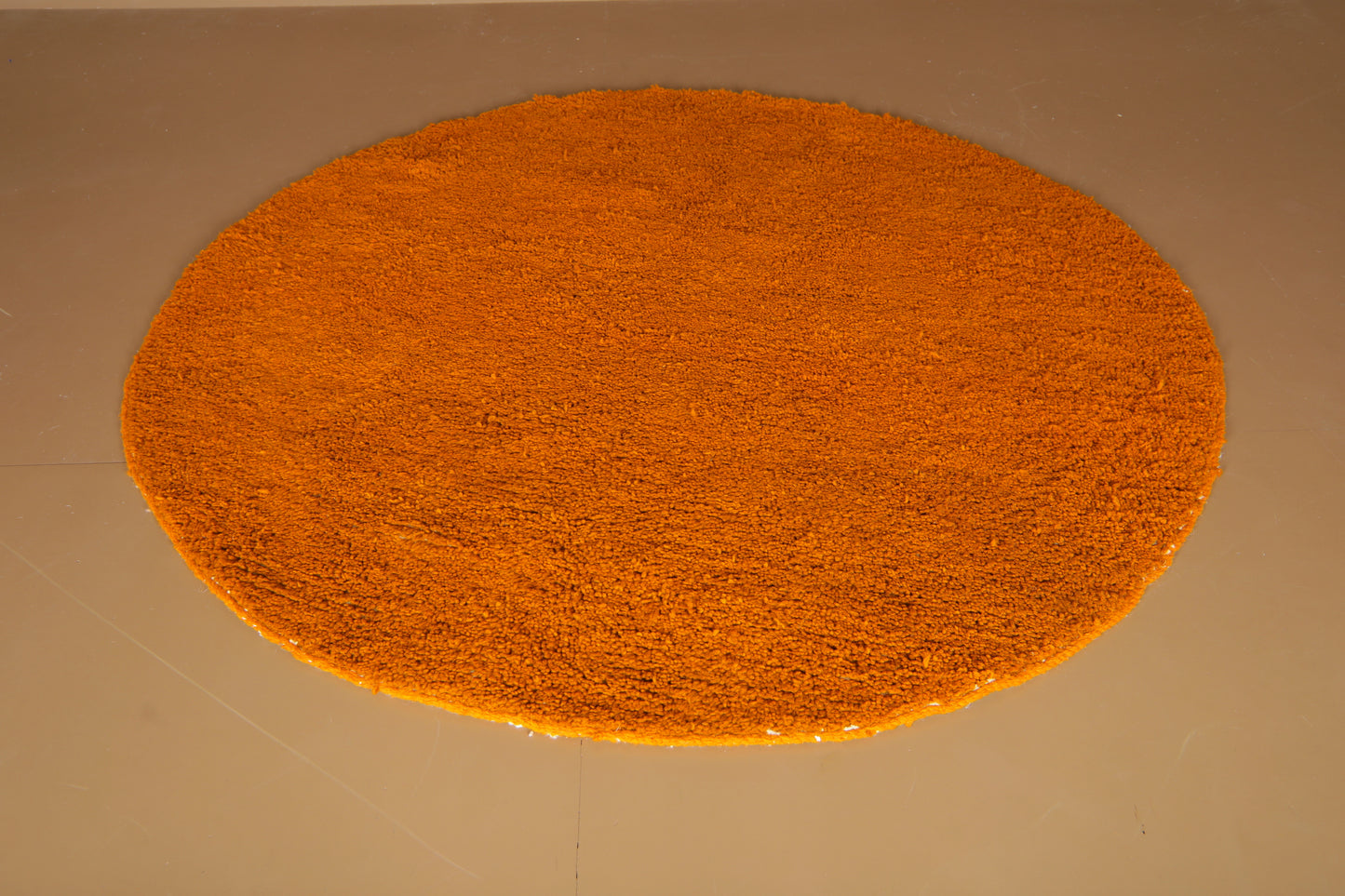 Custom Round Moroccan Rug – Minimalist Burnt Orange Wool