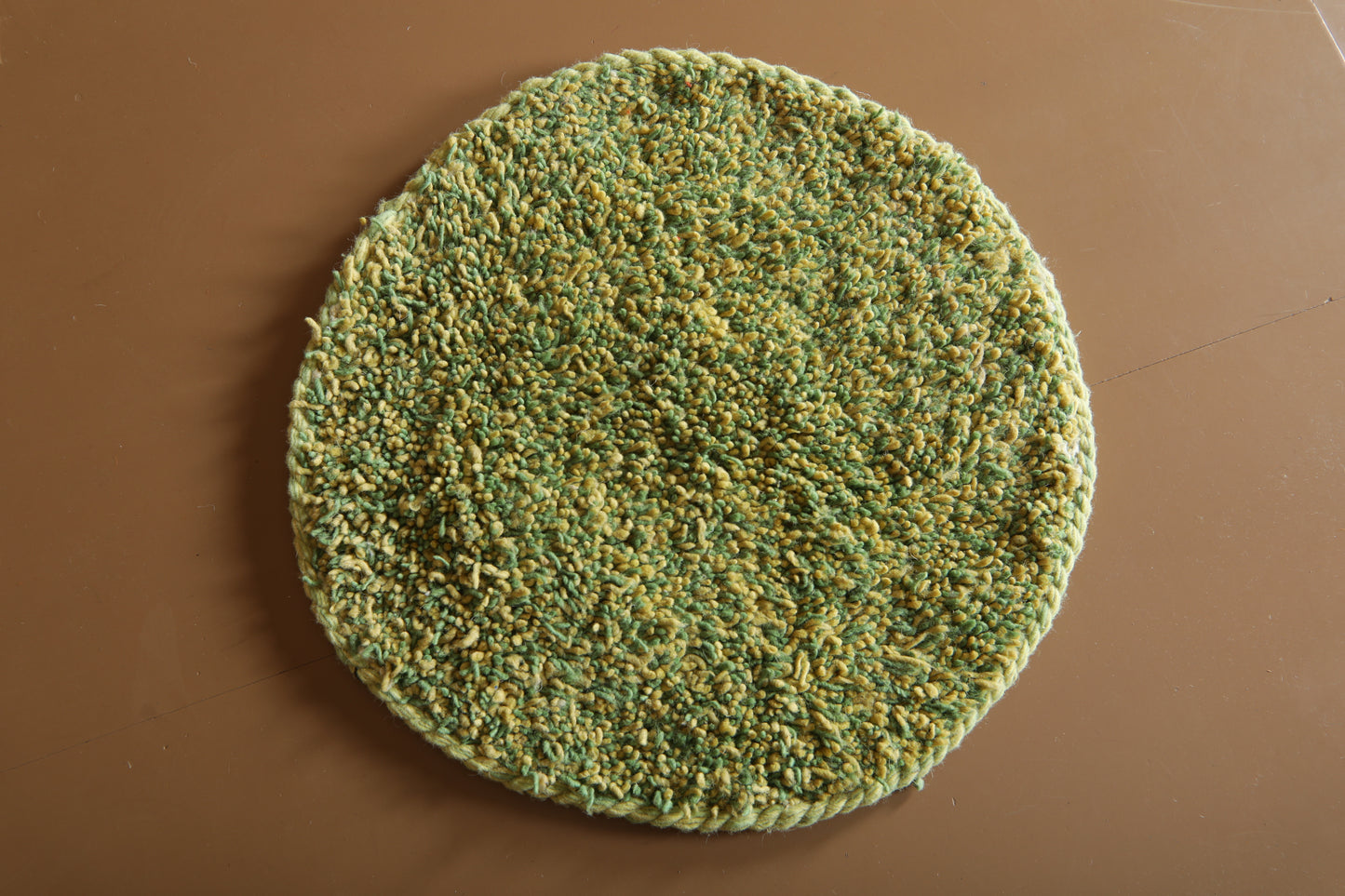 Green Textured Round Wool Rug -Handmade Rug - Custom Rug