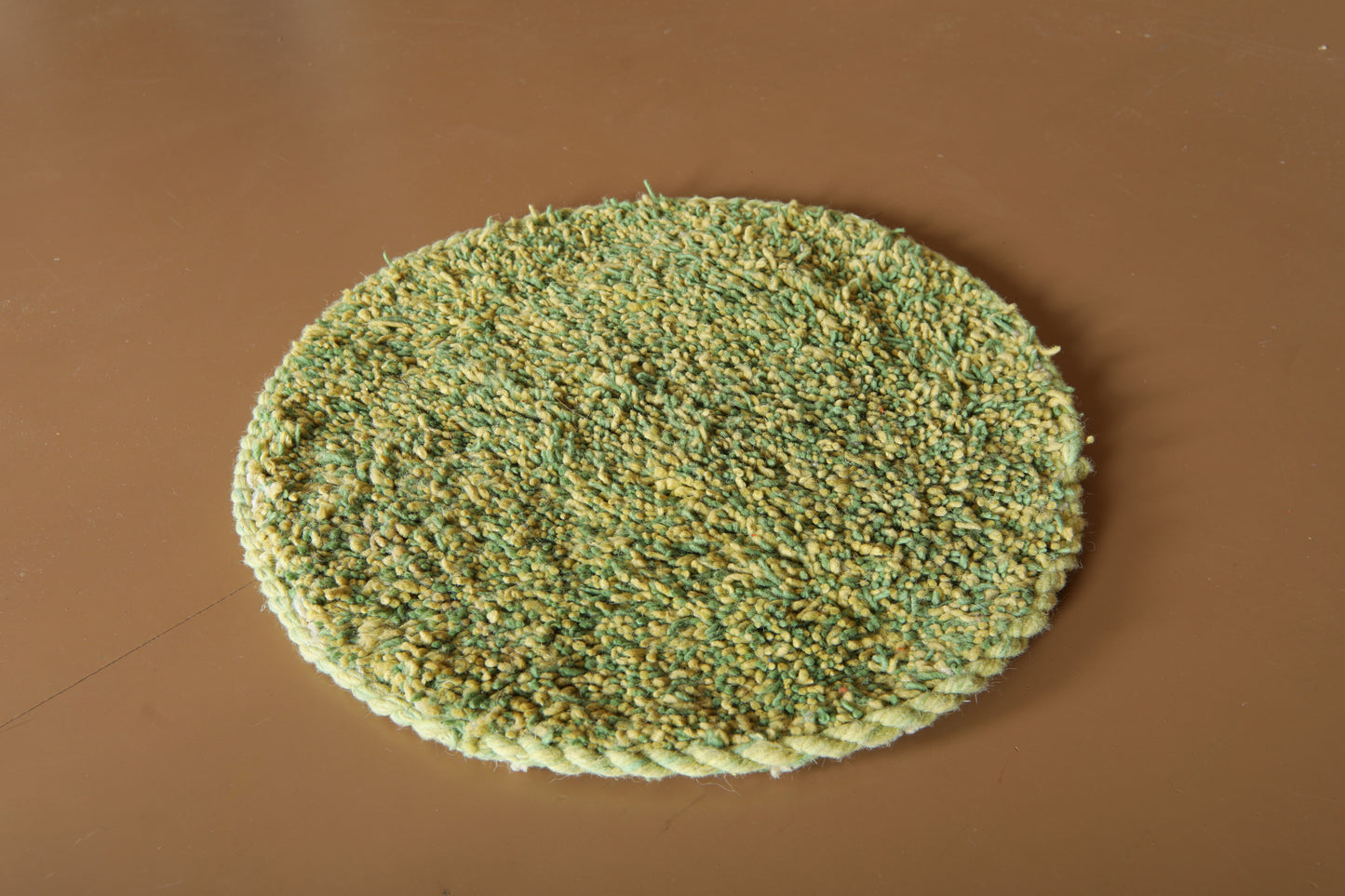 Green Textured Round Wool Rug -Handmade Rug - Custom Rug