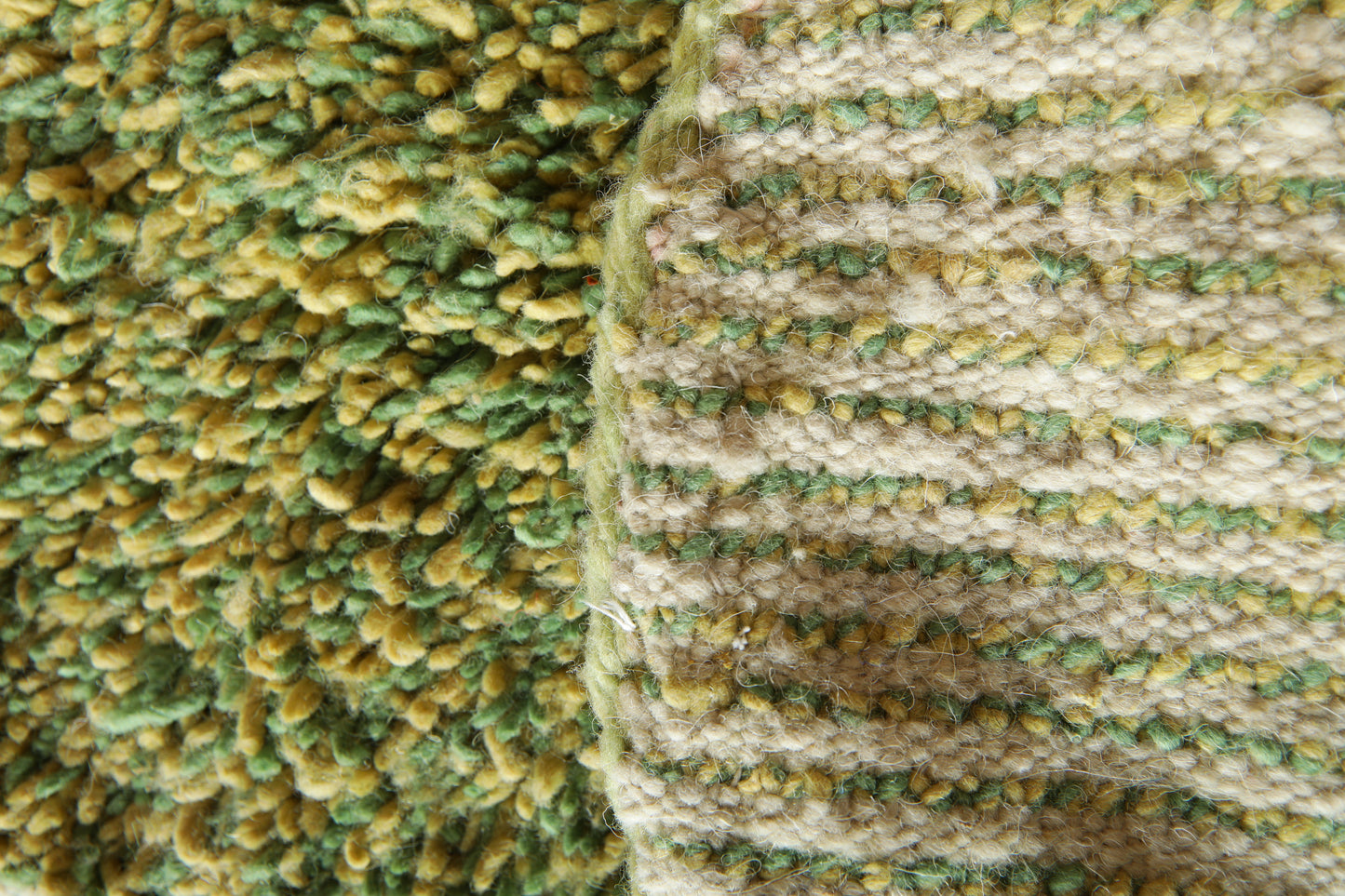 Green Textured Round Wool Rug -Handmade Rug - Custom Rug