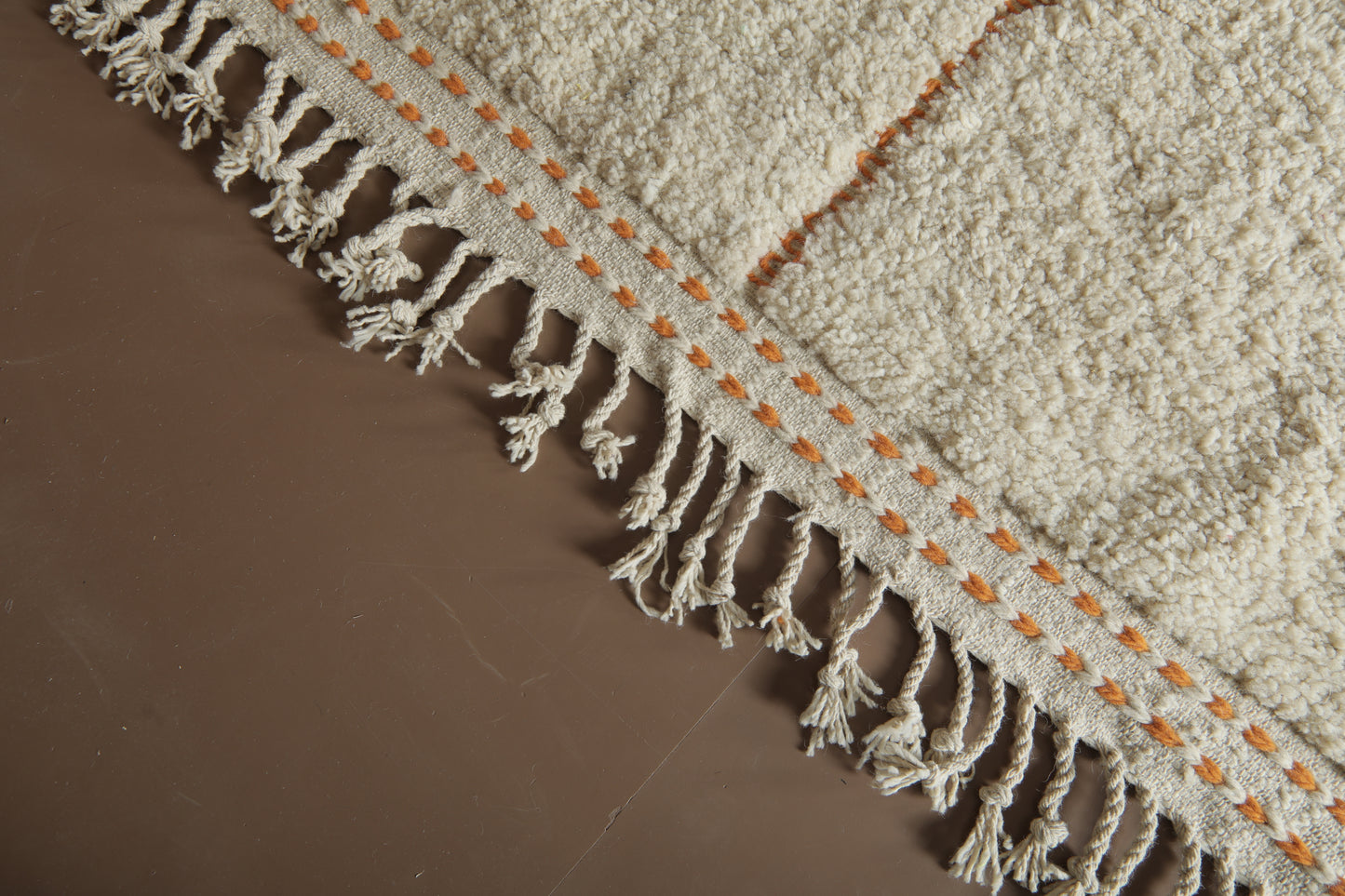 Rug With Orange Trellis Design - Moroccan Rug - Wool Rug