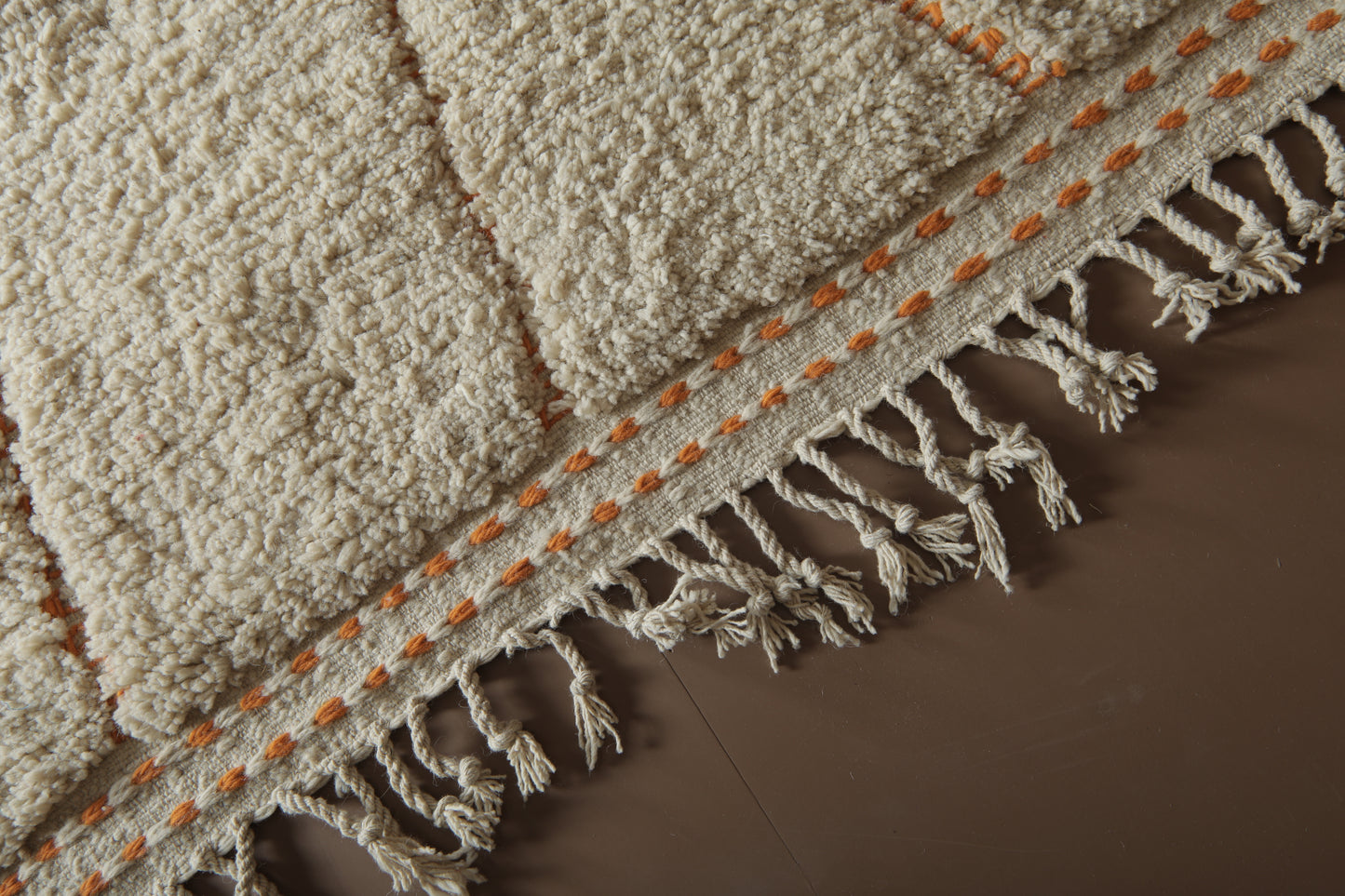 Rug With Orange Trellis Design - Moroccan Rug - Wool Rug