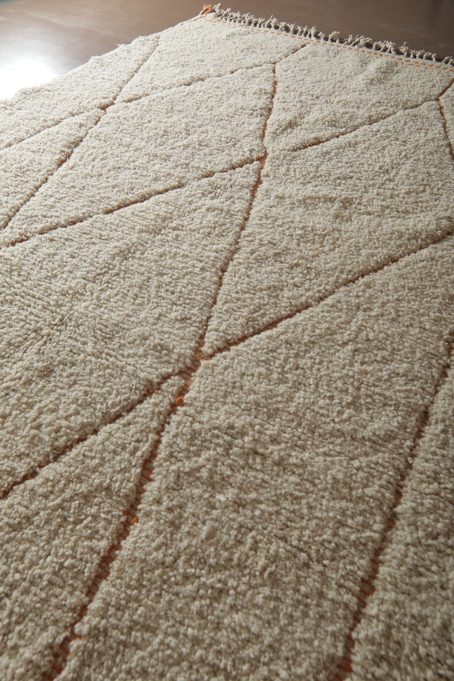 Rug With Orange Trellis Design - Moroccan Rug - Wool Rug