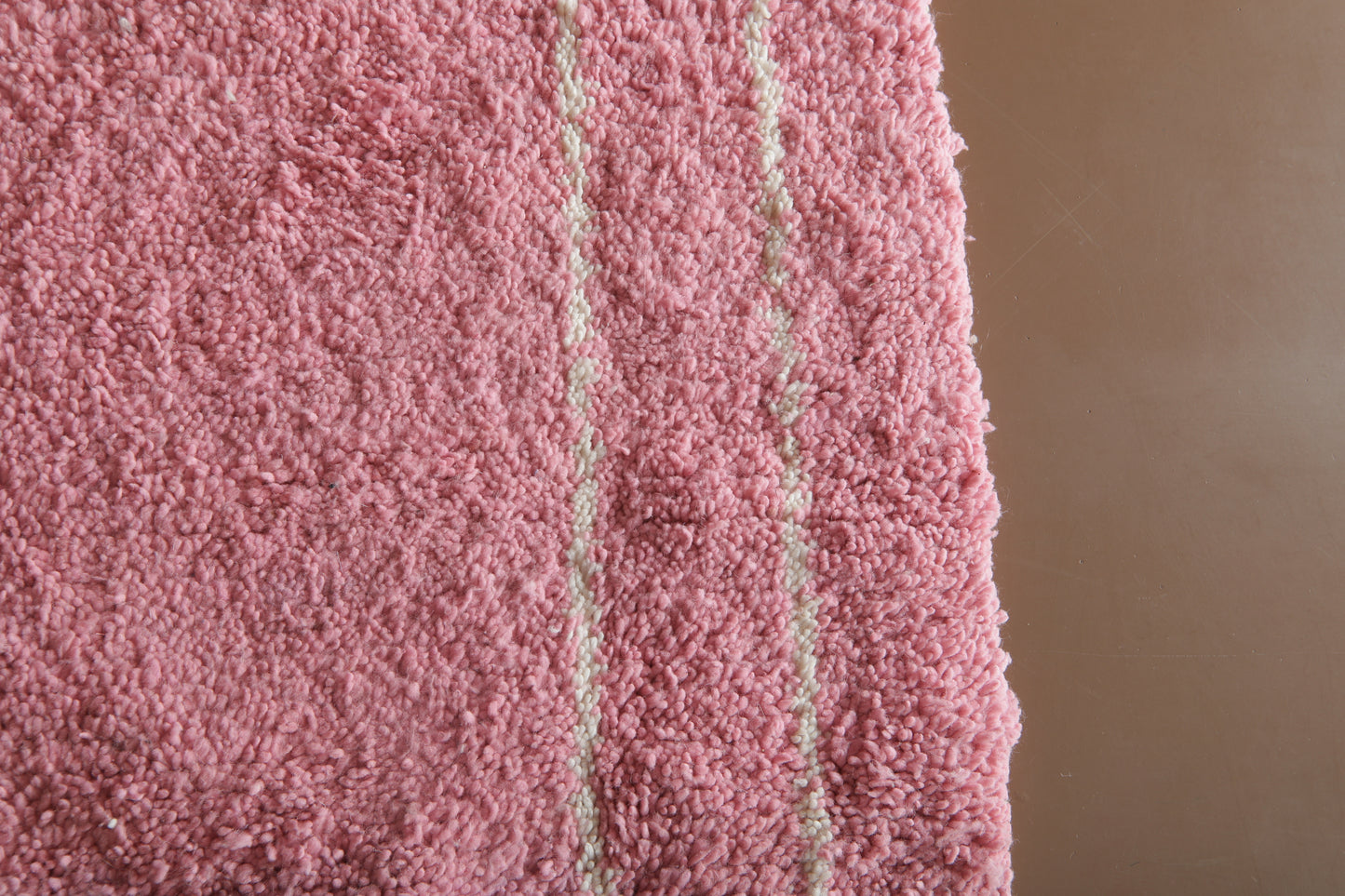 Handmade Moroccan Rug - Modern Framed Design with Tassels - Custom Rug in Blush Pink