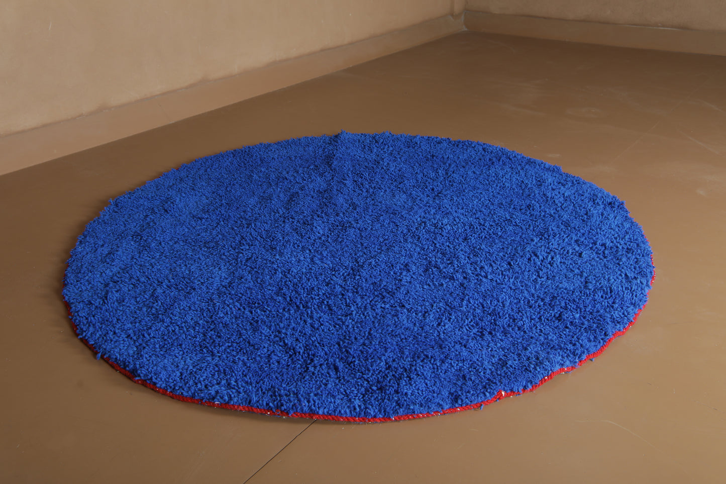Custom Round Rug - Handmade Moroccan Style - Blue Wool Rug