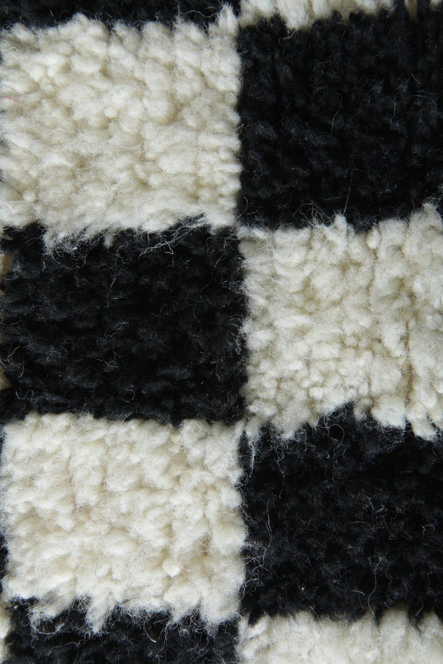 Handmade Moroccan Rug - Black & White Beni Ourain Style - Checkered Wool Rug