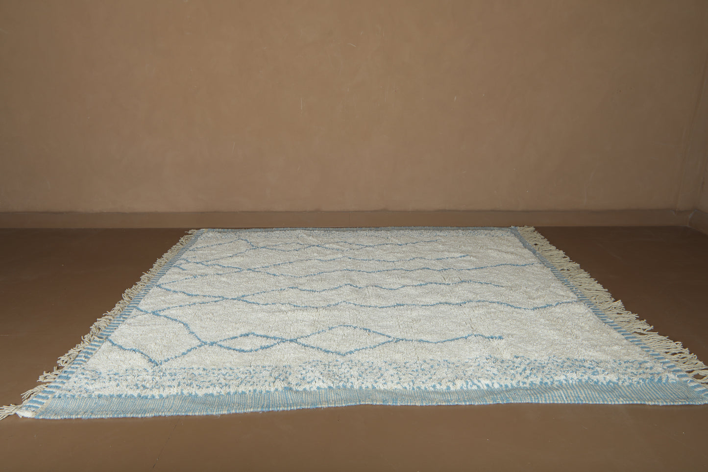 Handmade Moroccan Rug - Custom Wool Rug - Blue Linear Pattern